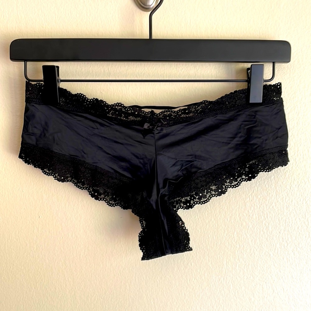 Victoria’s Secret Black Satin & Lace Panty